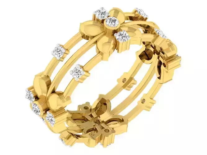 Golden ring with diamonds 3D print model 31