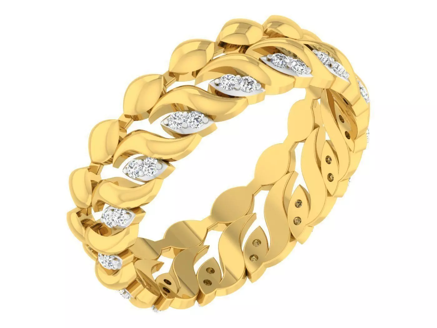 Golden ring with diamonds 3D print model 28 3D print model_0