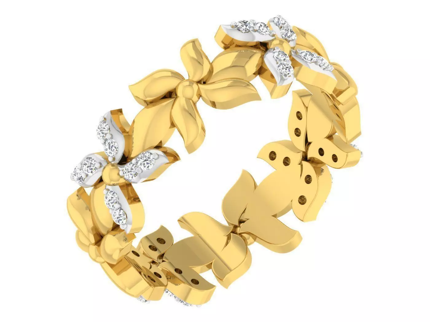 Golden ring with diamonds 3D print model 27 3D print model_0