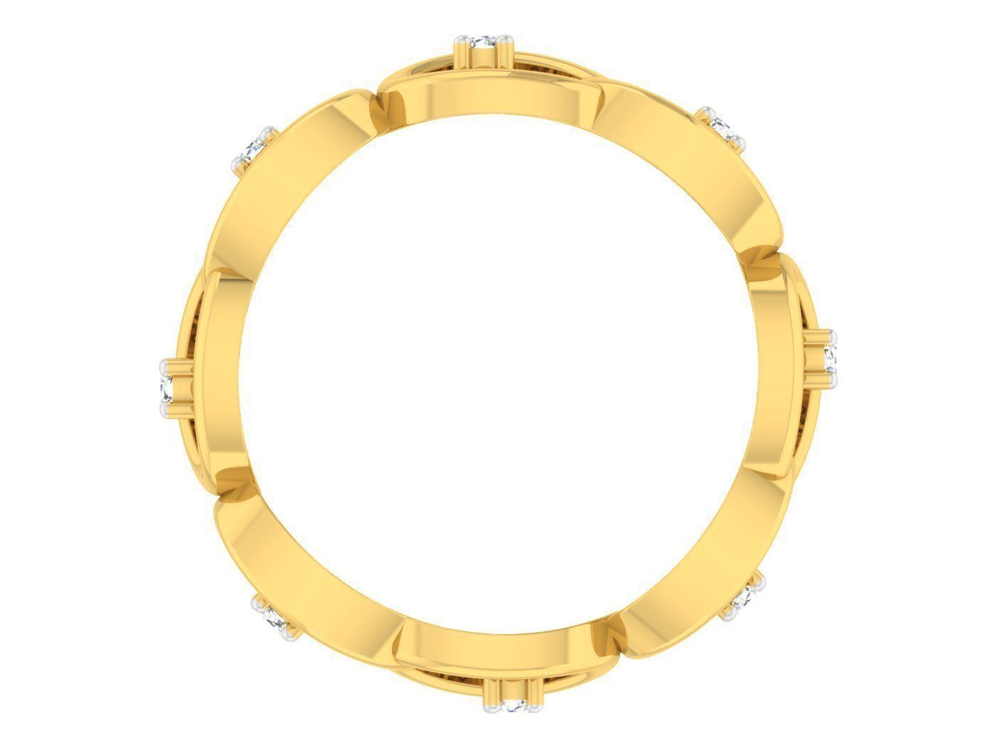Golden ring with diamonds 3D print model 24 3D print model_3