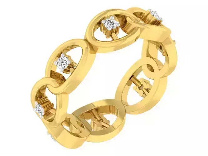 Golden ring with diamonds 3D print model 24