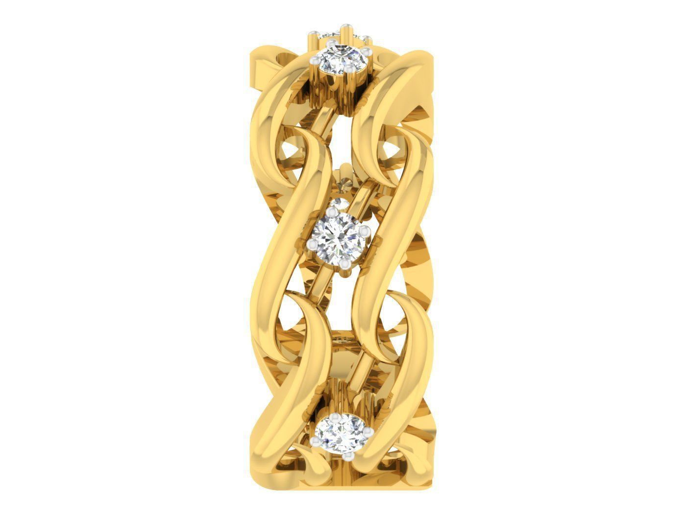 Golden ring with diamonds 3D print model 23 3D print model_2