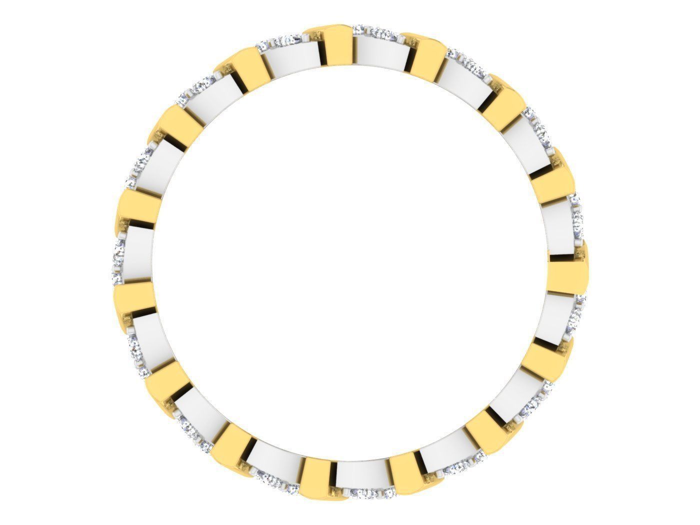 Gold and silver ring with diamonds 3D print model 4 3D print model_2