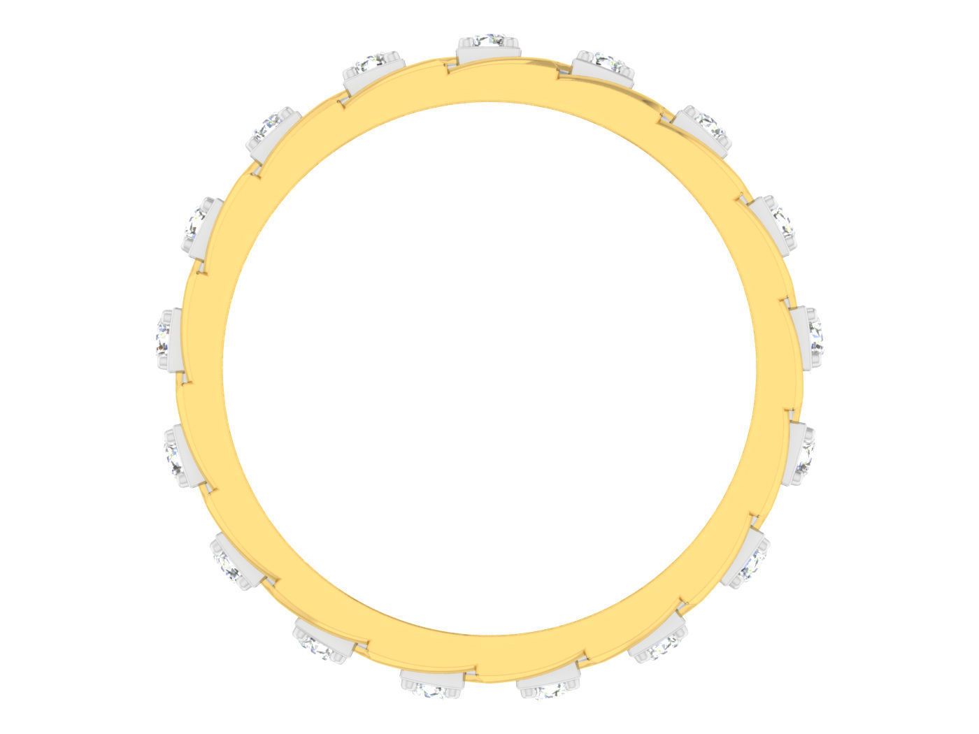 Gold and silver ring with diamonds 3D print model 3 3D print model_3