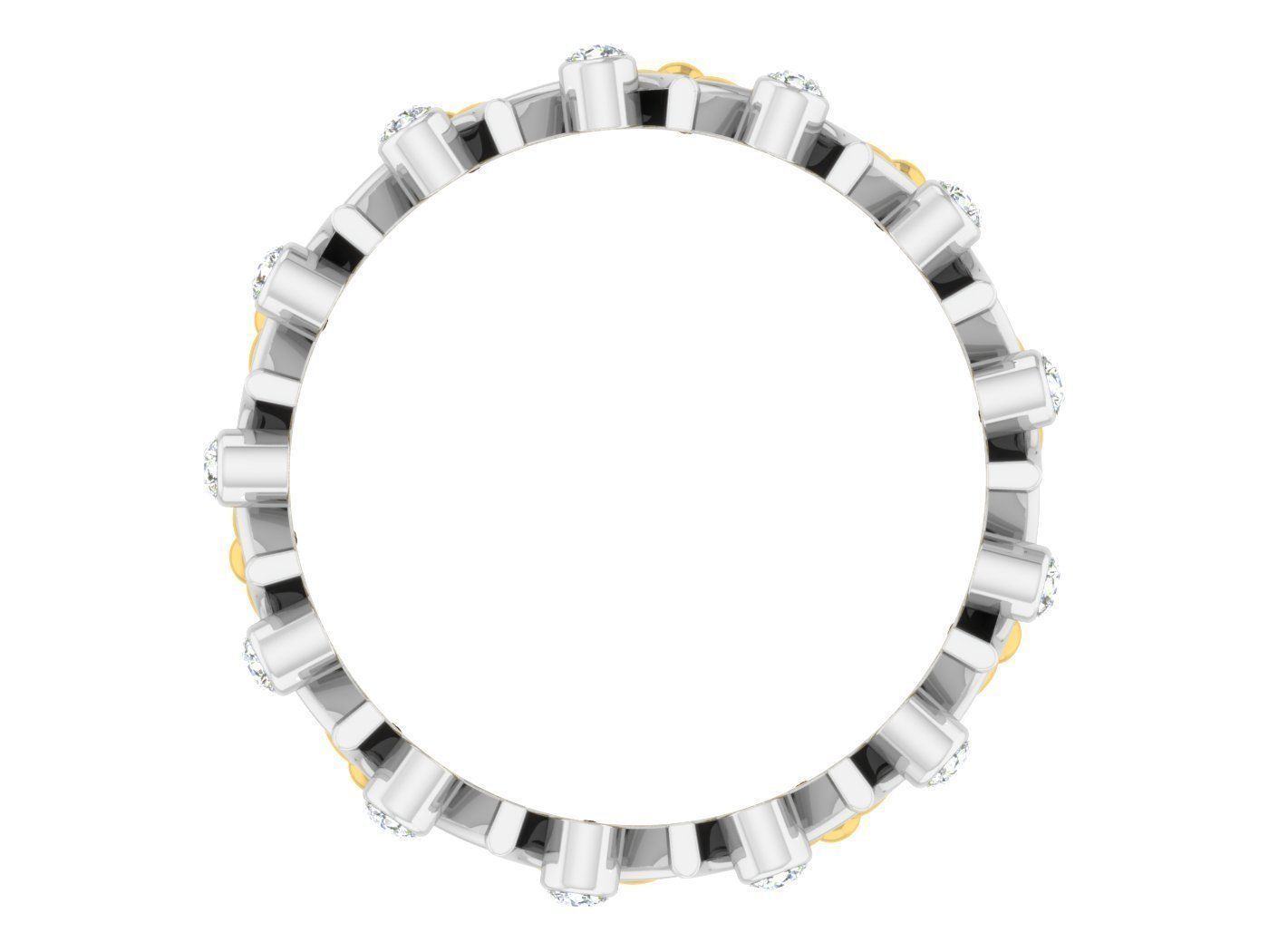 Gold and silver ring with diamonds 3D print model 2 3D print model_3