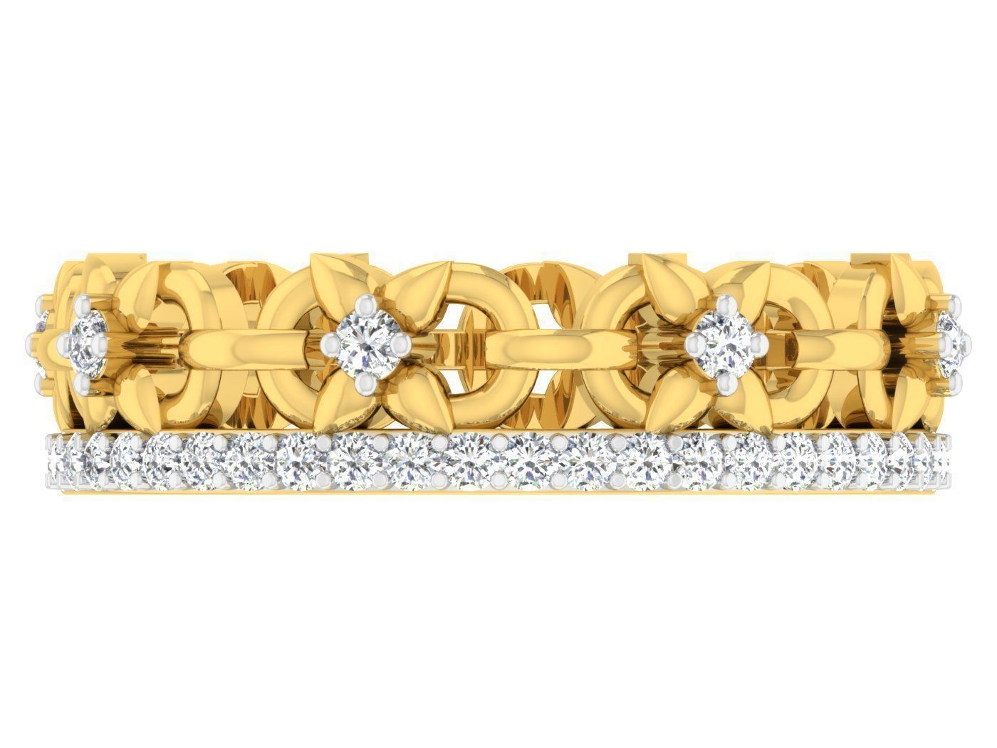 Golden ring with diamonds 3D print model 16 3D print model_1