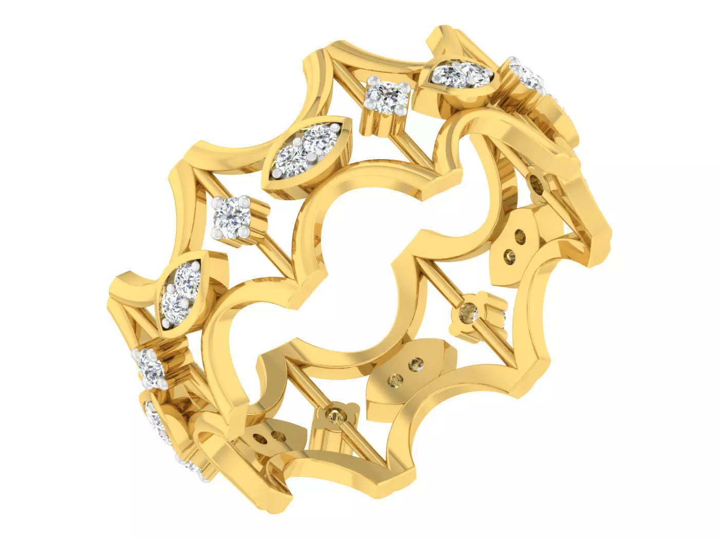 Golden ring with diamonds 3D print model 14 3D print model_0