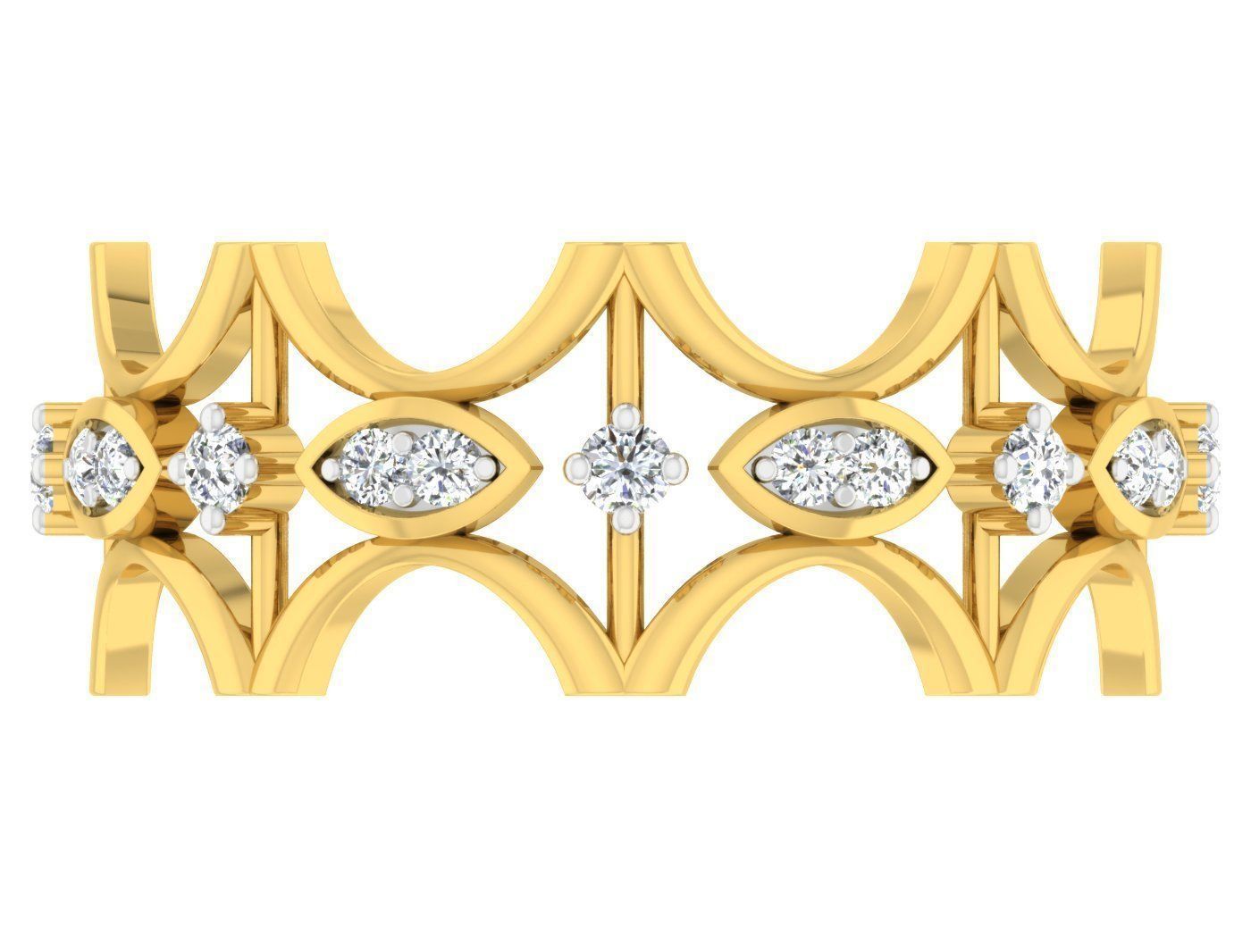 Golden ring with diamonds 3D print model 14 3D print model_1