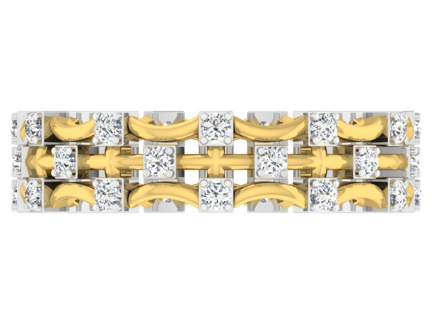 Golden ring with diamonds 3D print model 10 3D print model_1