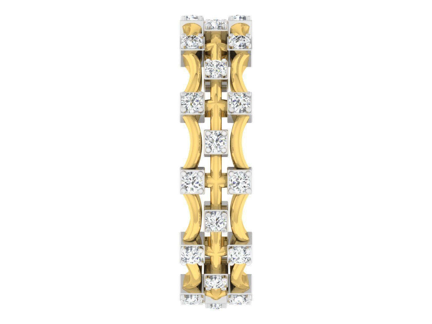 Golden ring with diamonds 3D print model 10 3D print model_2