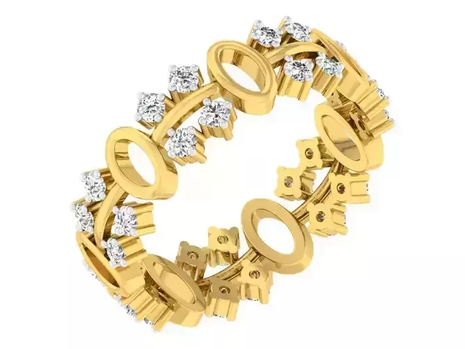 Golden ring with diamonds 3D print model 8