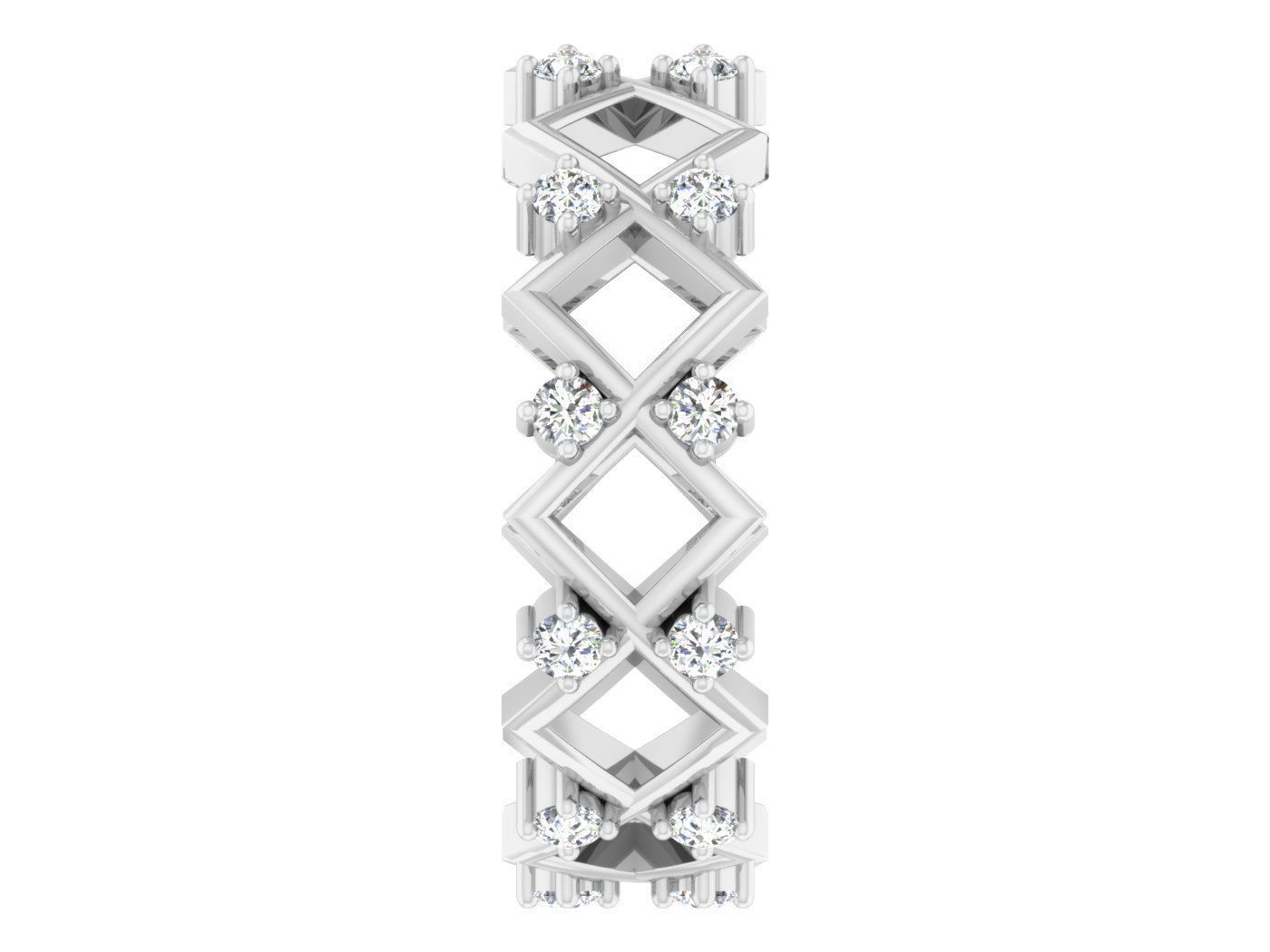 Silver ring with diamonds 3D print model 1 3D print model_2