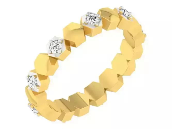 Golden ring with diamonds 3D print model 5