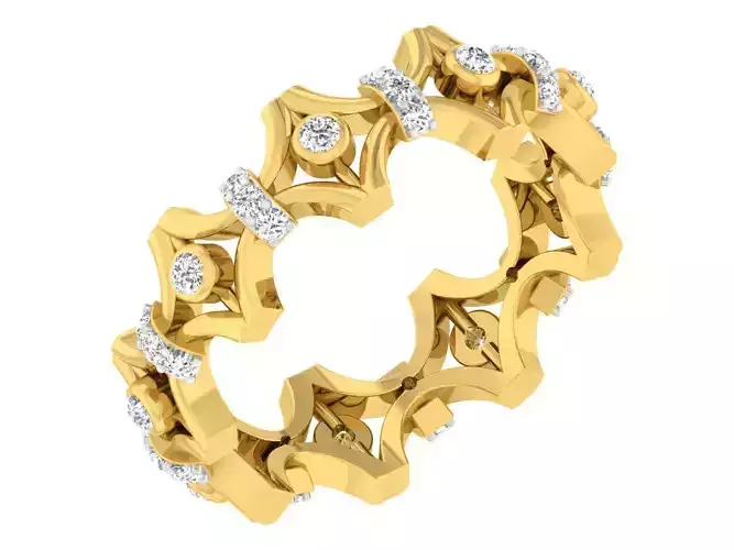 Golden ring with diamonds 3D print model 3