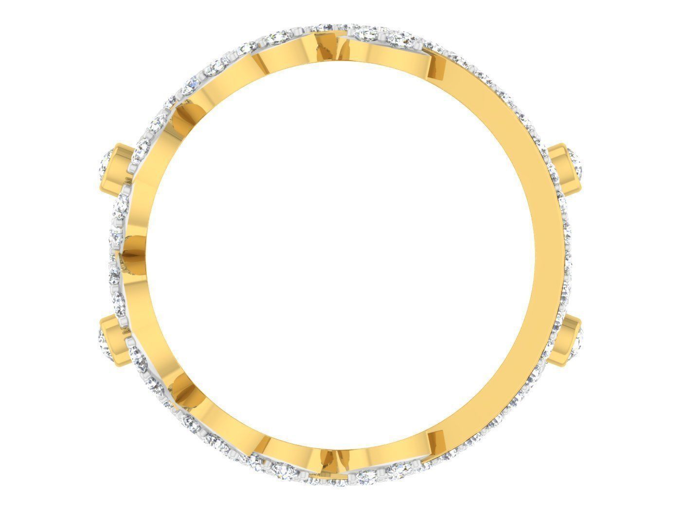 Golden ring with diamonds 3D print model 1 3D print model_3