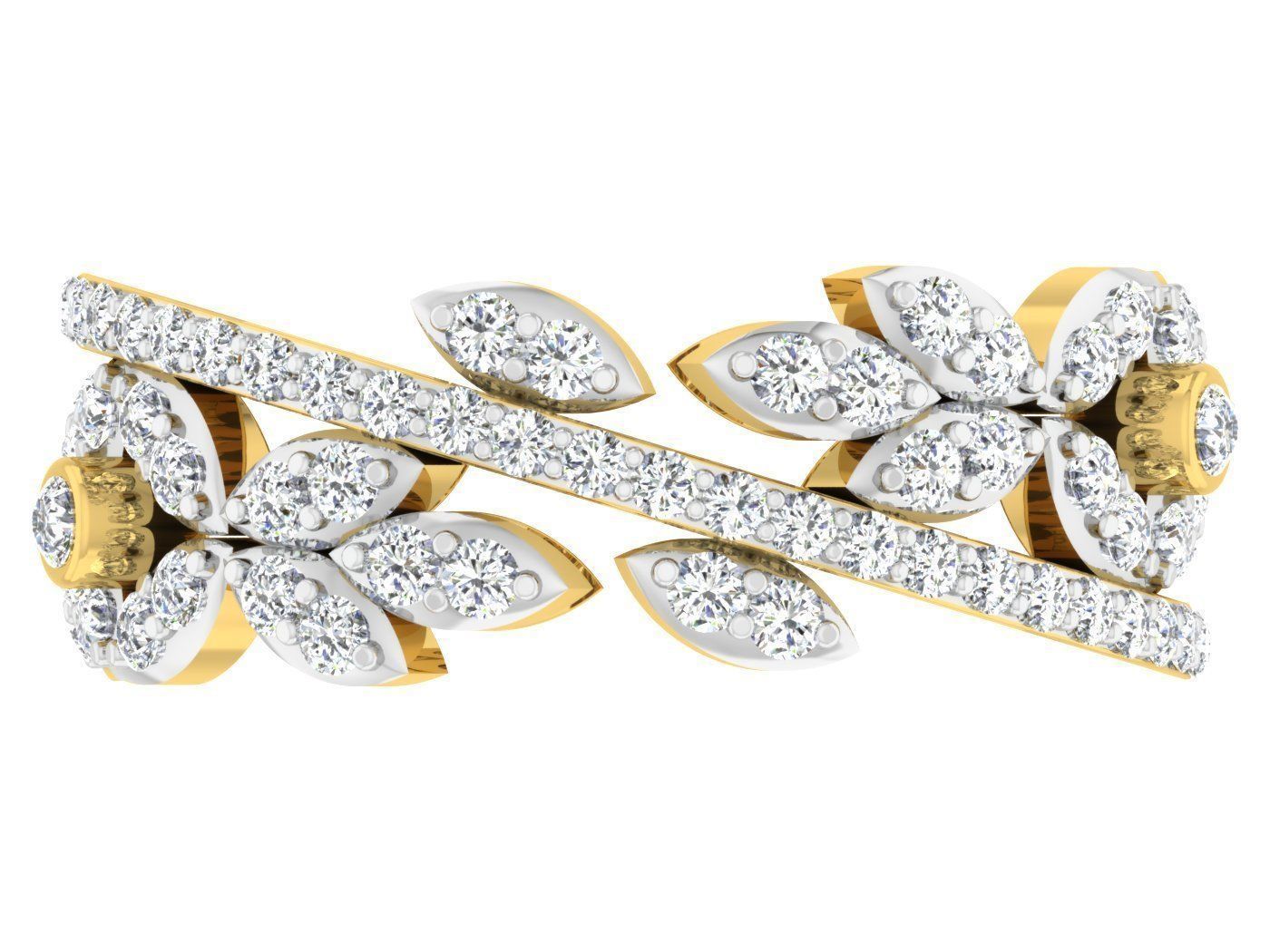 Golden ring with diamonds 3D print model 1 3D print model_1