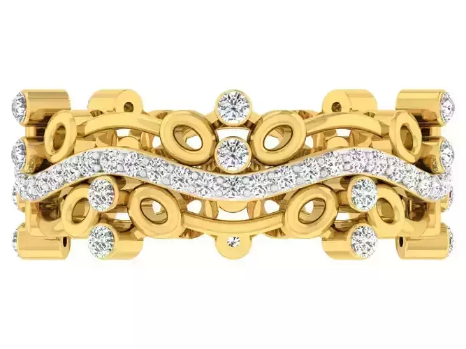 Golden ring with diamonds 3D print model 52