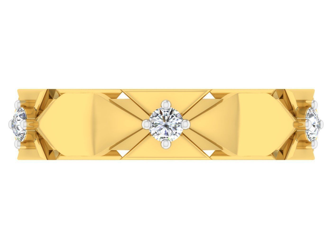 Golden ring with diamonds 3D print model 56 3D print model_3