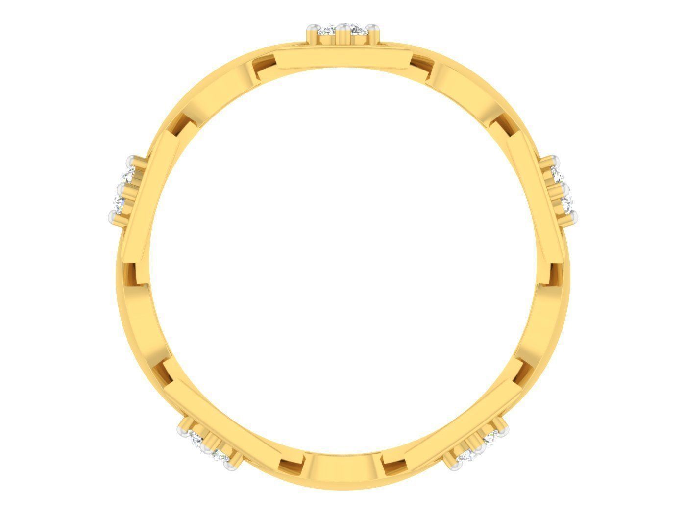 Golden ring with diamonds 3D print model 56 3D print model_2