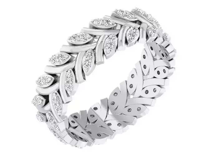 Elegant ring with diamonds 3D print model 5