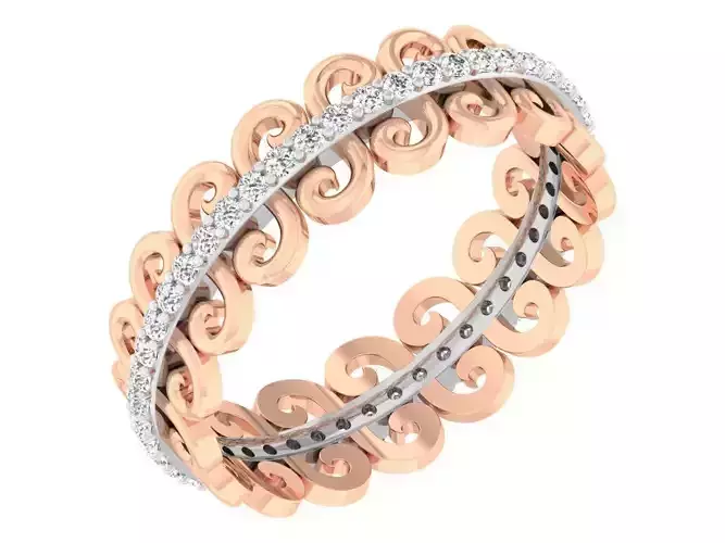 Bronze and silver ring with diamonds 3D print model 1