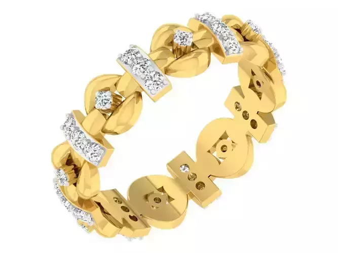 Golden ring with diamonds 3D print model 60