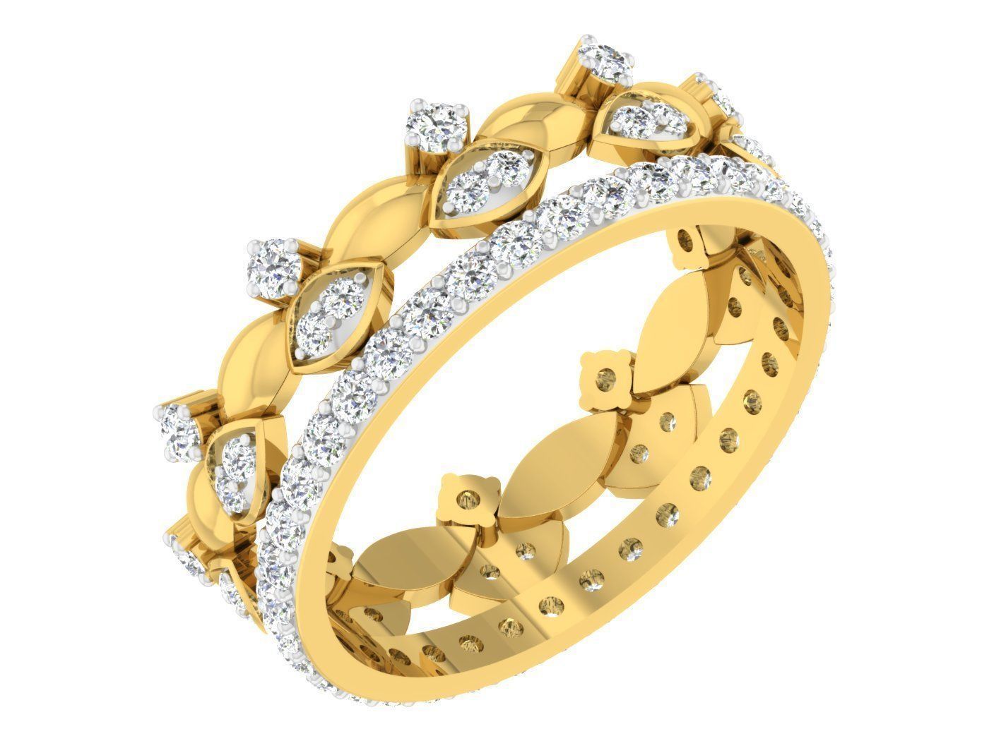 Golden ring with diamonds 3D print model 62 3D print model_1