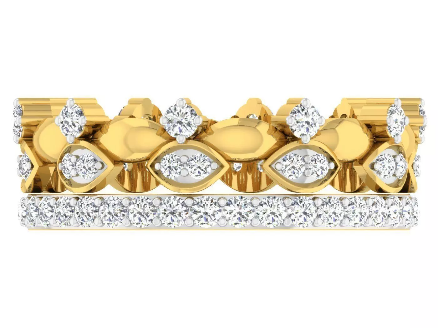 Golden ring with diamonds 3D print model 62 3D print model_0