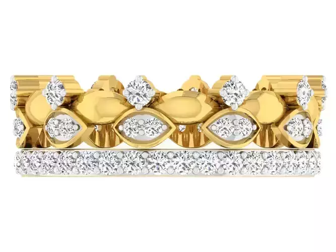 Golden ring with diamonds 3D print model 62