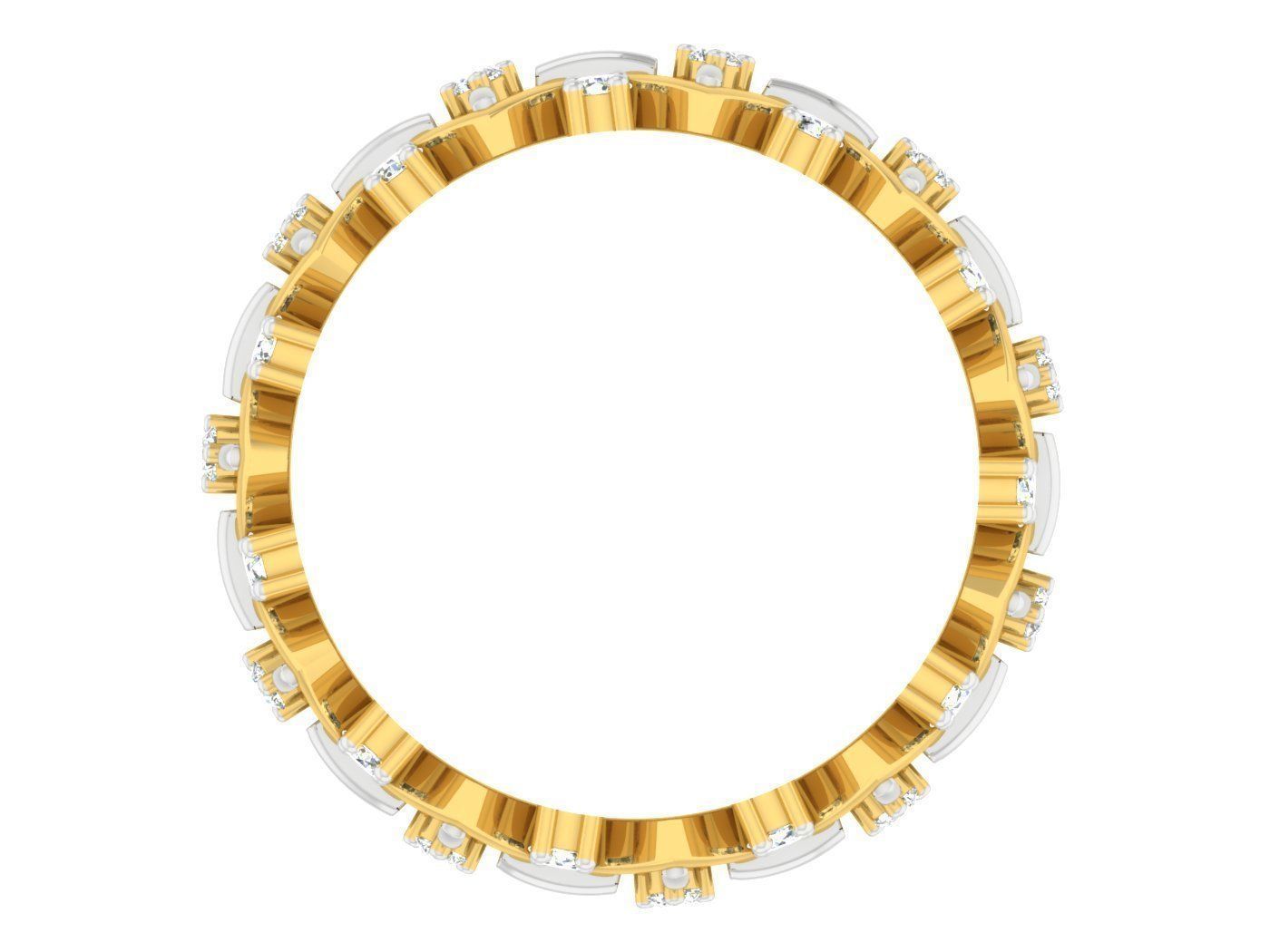 Gold and silver ring with diamonds 3D print model 7 3D print model_3