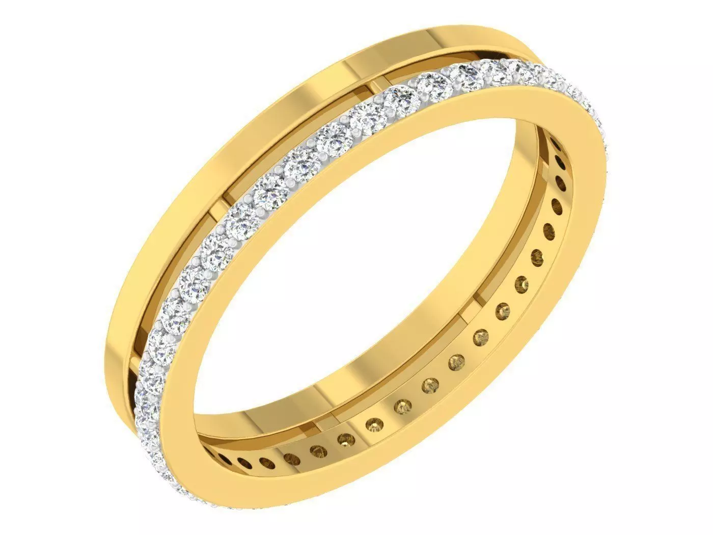 Golden ring with diamonds 3D print model 64 3D print model_0