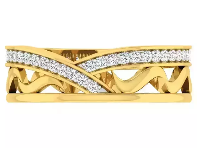 Golden ring with diamonds 3D print model 65