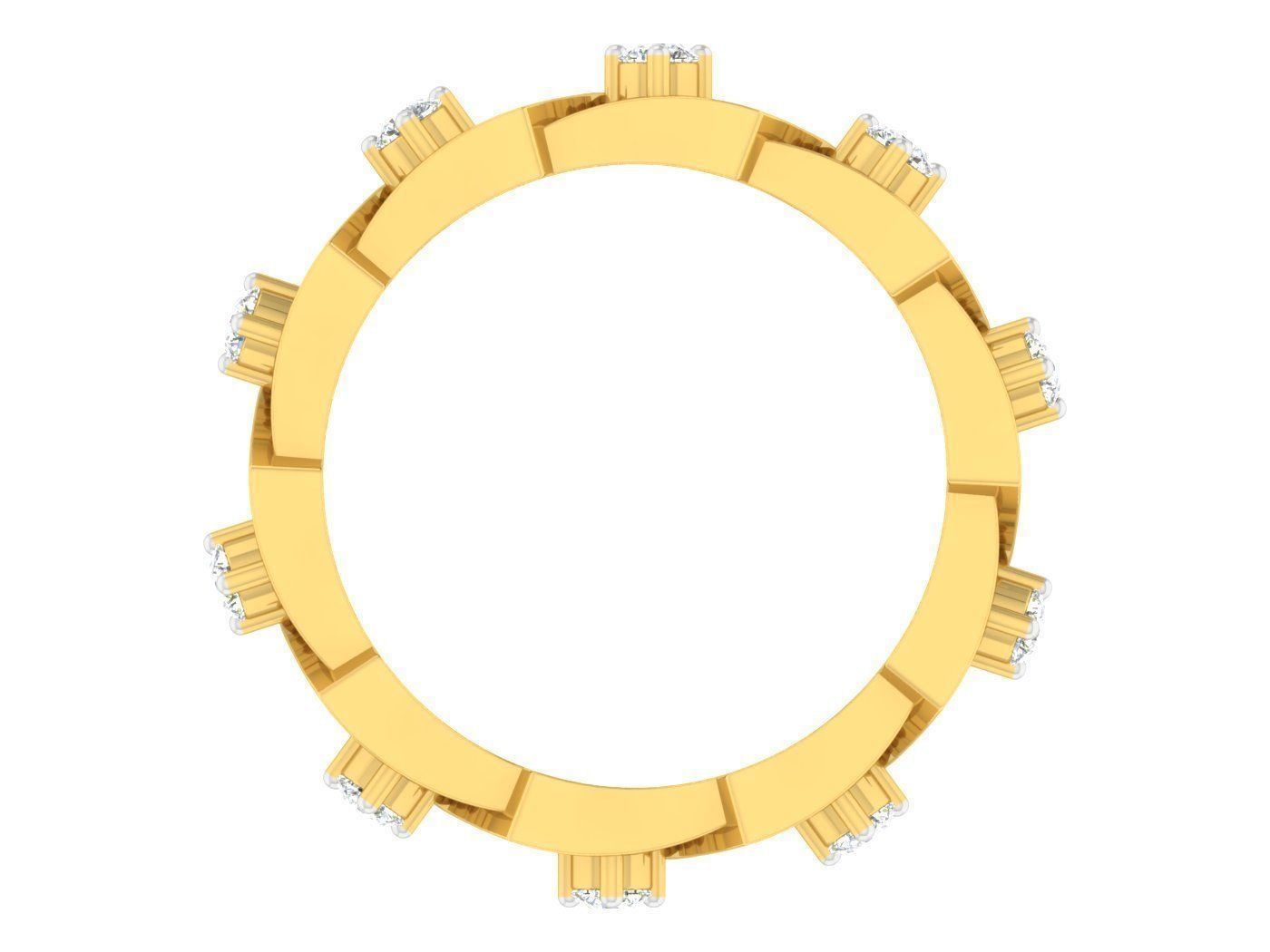 Golden ring with diamonds 3D print model 77 3D print model_3