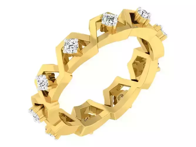 Golden ring with diamonds 3D print model 77