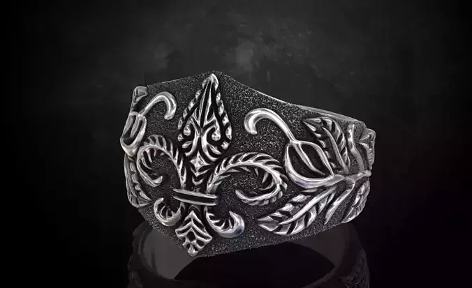 Ring with patterns of heraldic lily 254