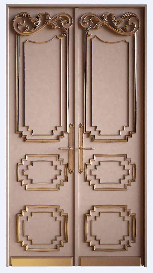 Door model pair of doors in style of art deco 3D model_2