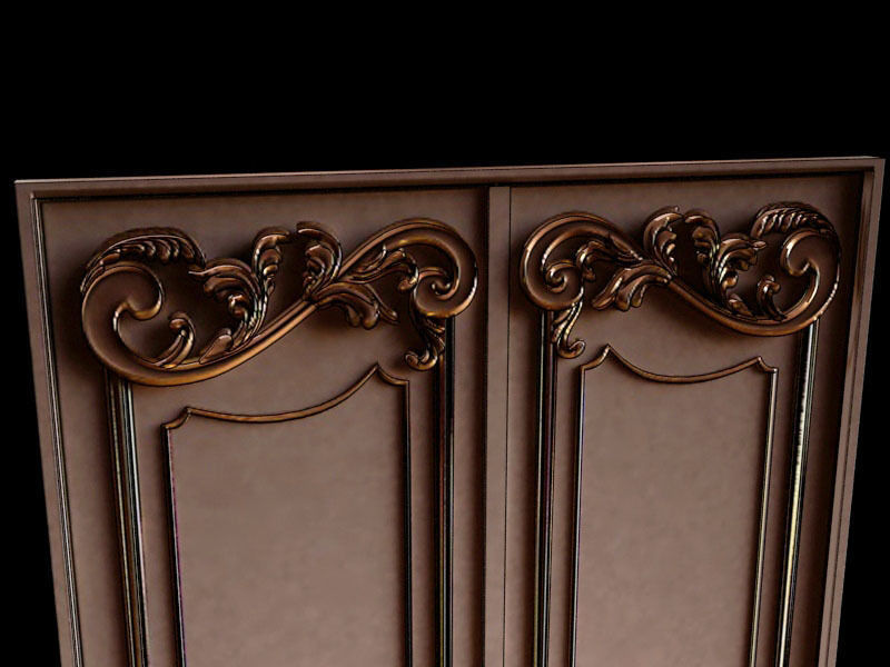 Door model pair of doors in style of art deco 3D model_1