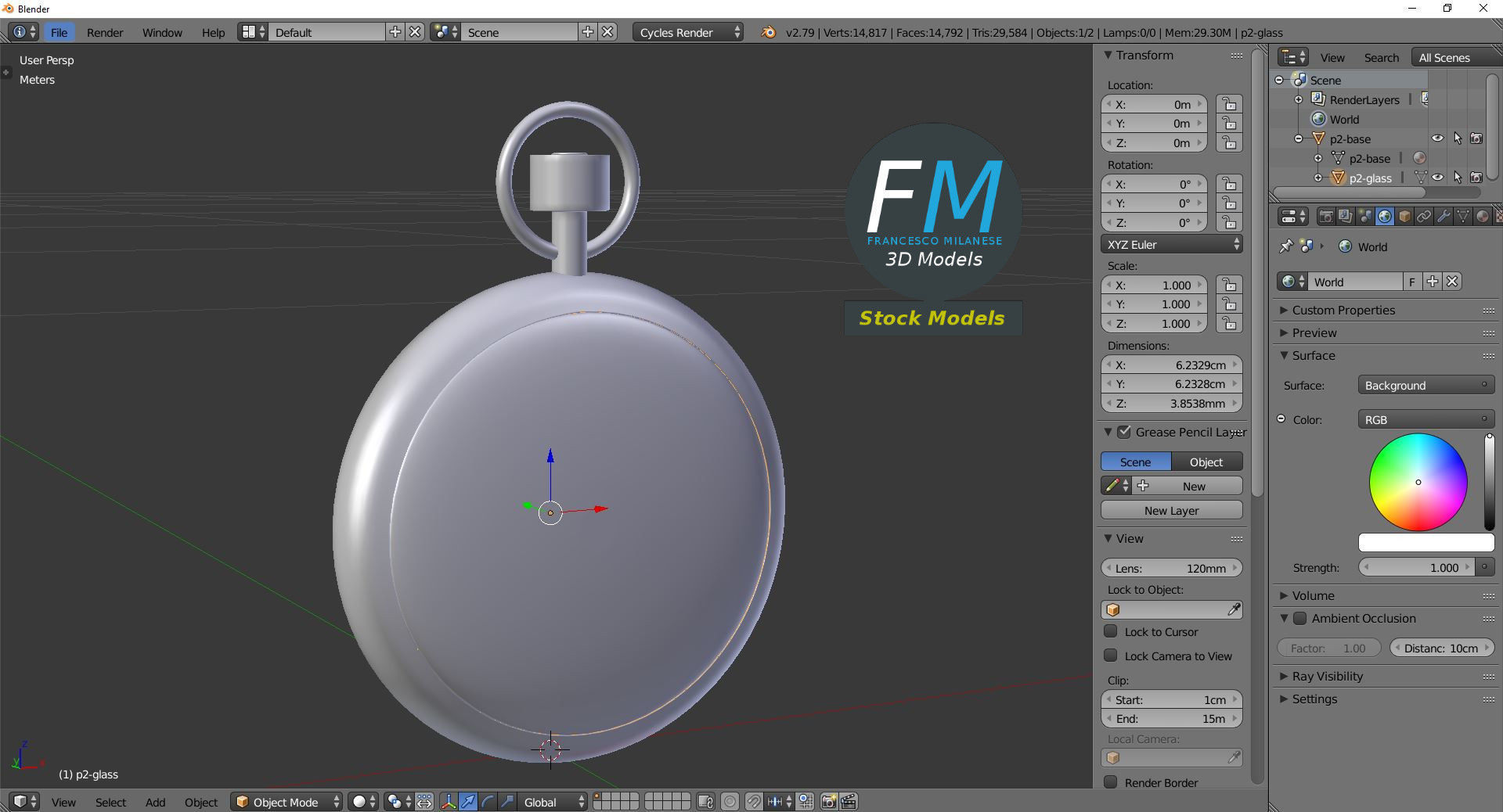 Pocketwatch 2 silver pocket watch 3D model_9