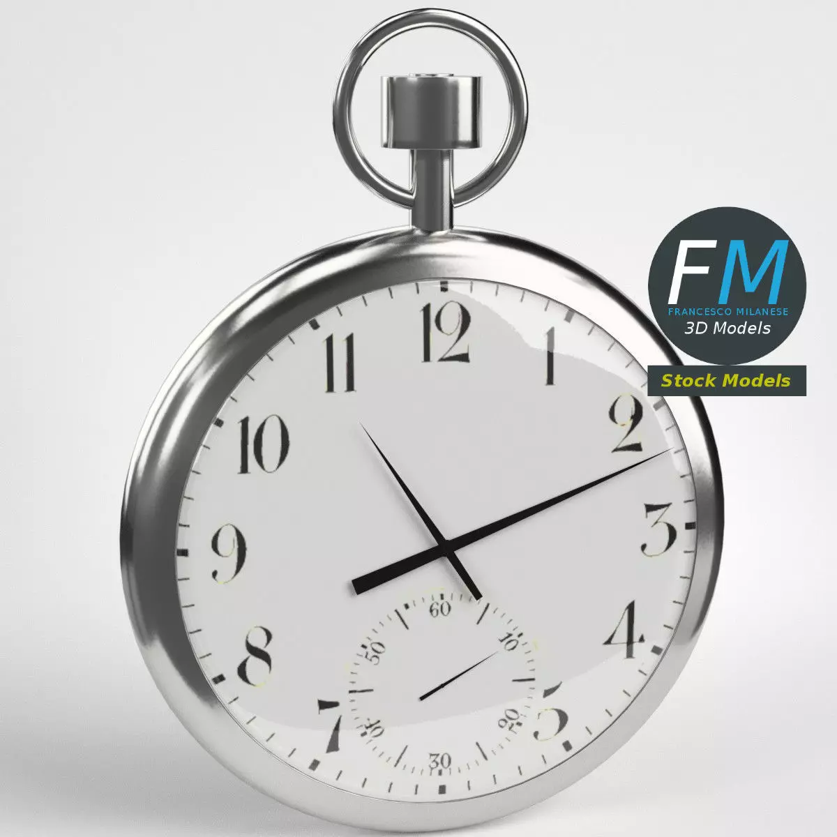 Pocketwatch 2 silver pocket watch 3D model_0