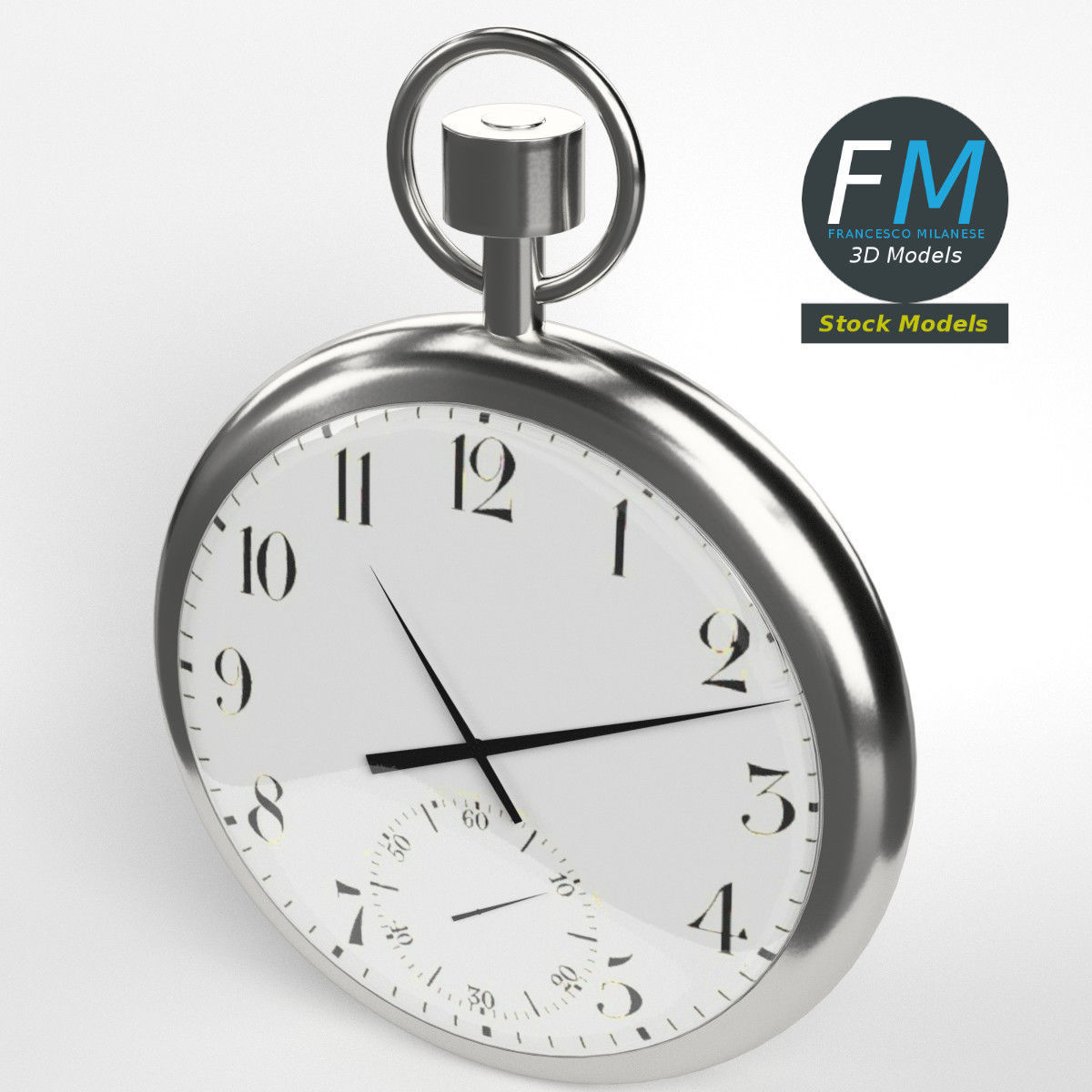 Pocketwatch 2 silver pocket watch 3D model_2