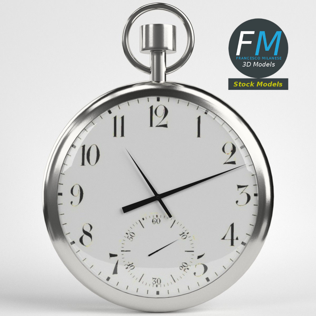Pocketwatch 2 silver pocket watch 3D model_3