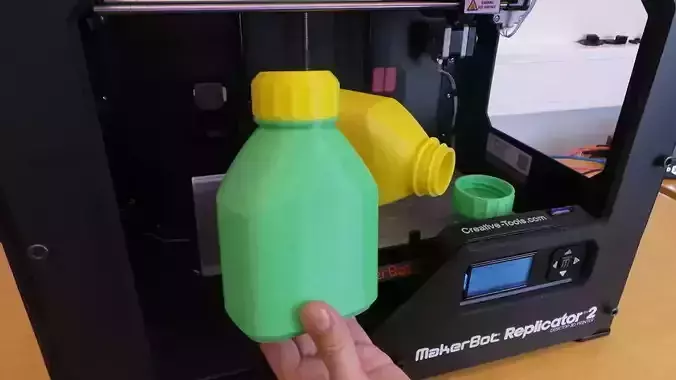 3D printable bottle and screw cap Free 3D print model