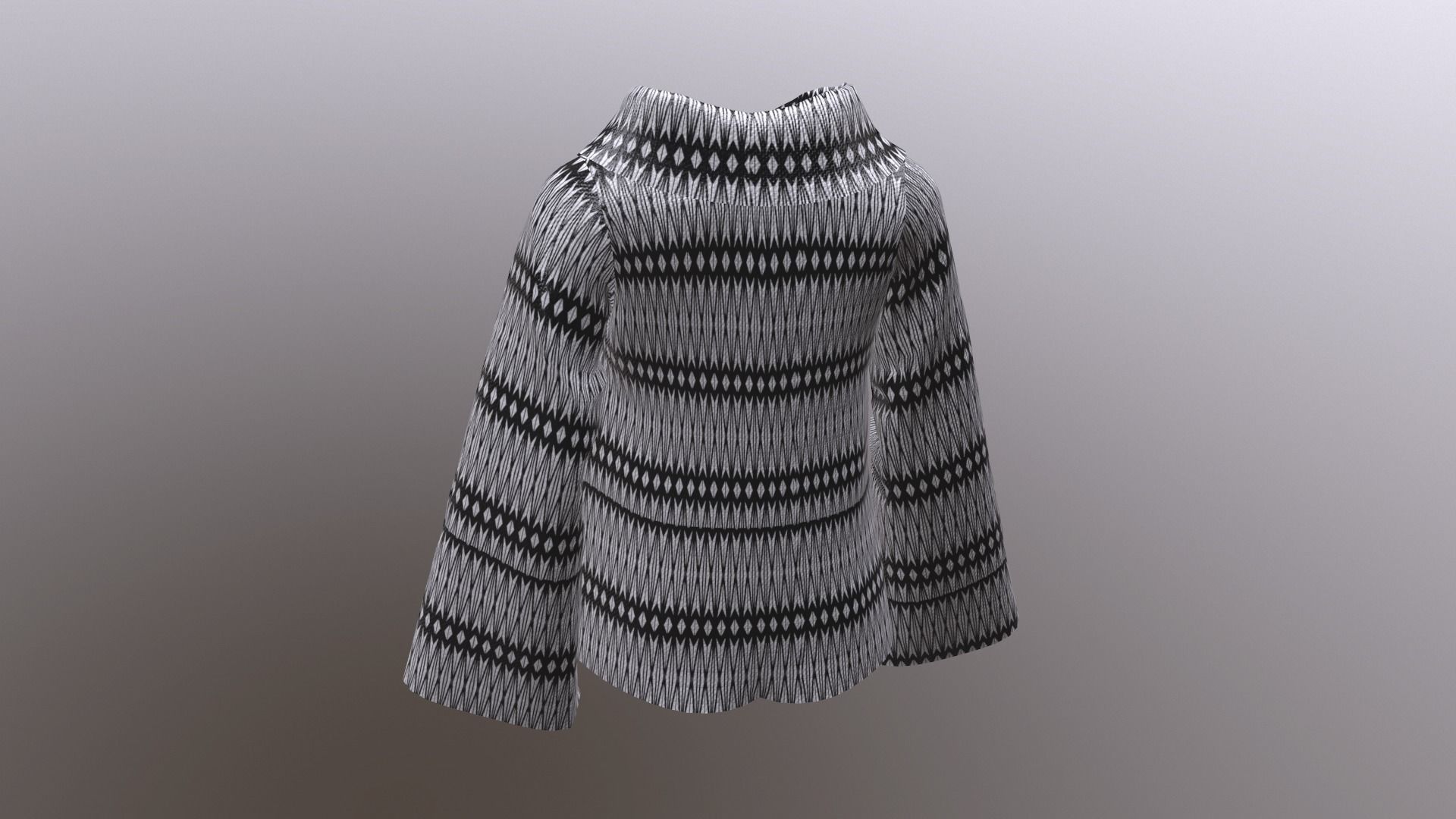 Short coat model 3D model_1
