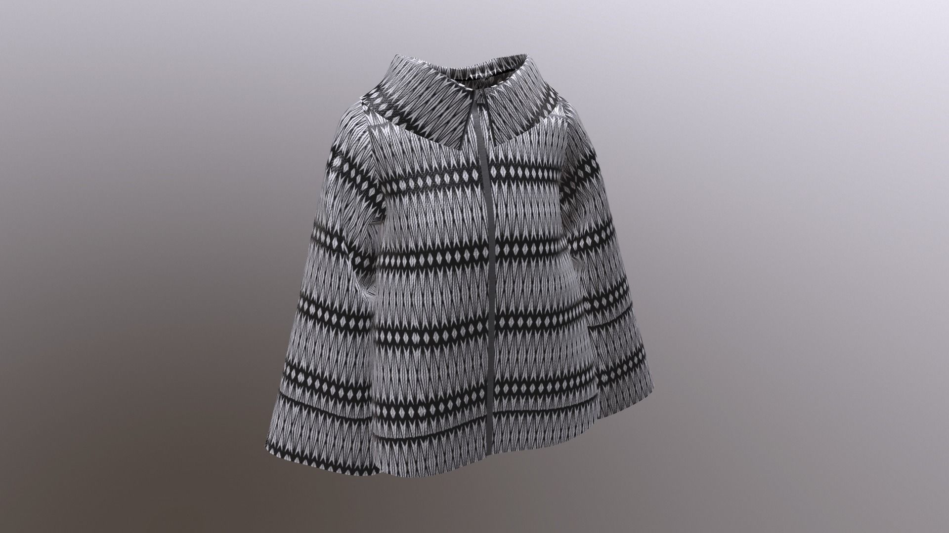 Short coat model 3D model_2