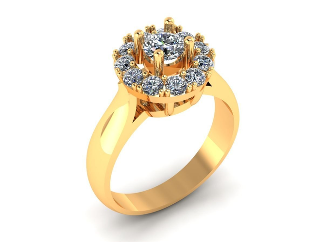 Ring with diamonds 3D print model 2