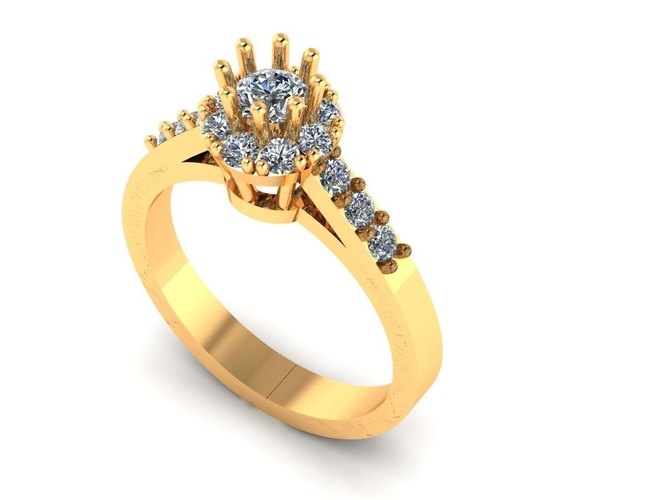 Ring with diamonds 3D print model 3