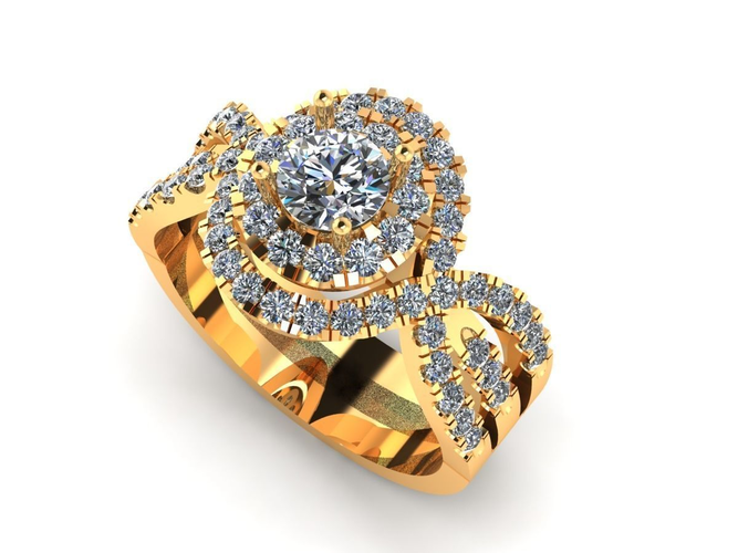 Diamond ring 3D print model 1