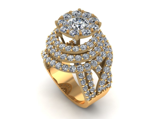 Ring with diamonds 3D print model 5