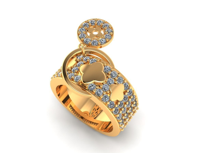 Ring with diamonds 3D print model 4 3D model