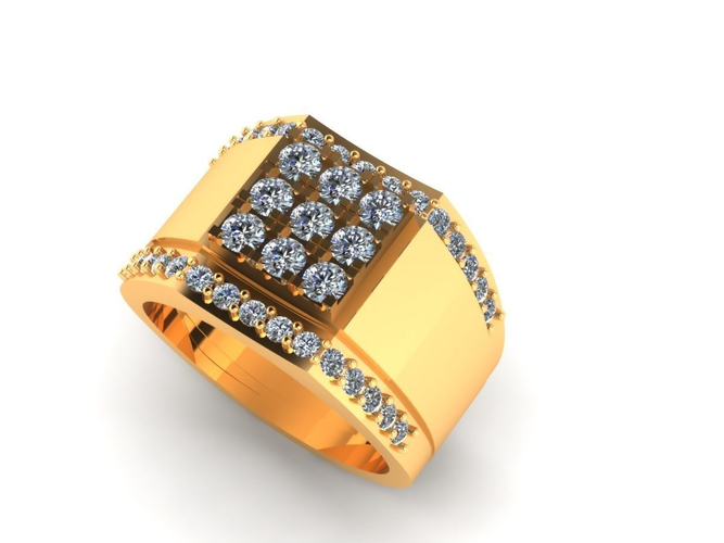 Ring with diamonds 3D print model 9